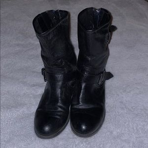 Steve Madden Black Ankle Riding Buckle Boots Sz 8
